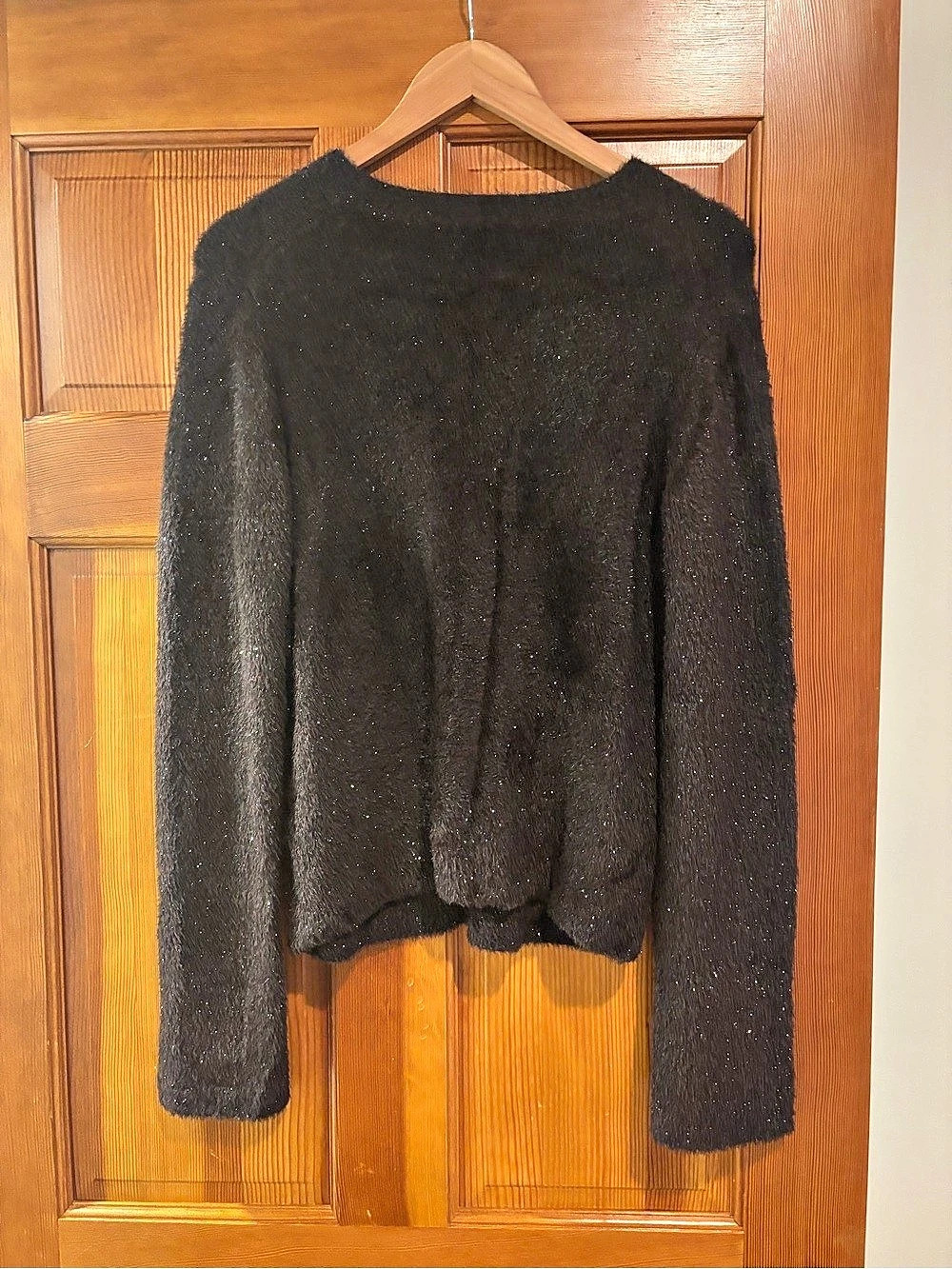 Vince Metallic Eyelash Pullover Sweater Black XL